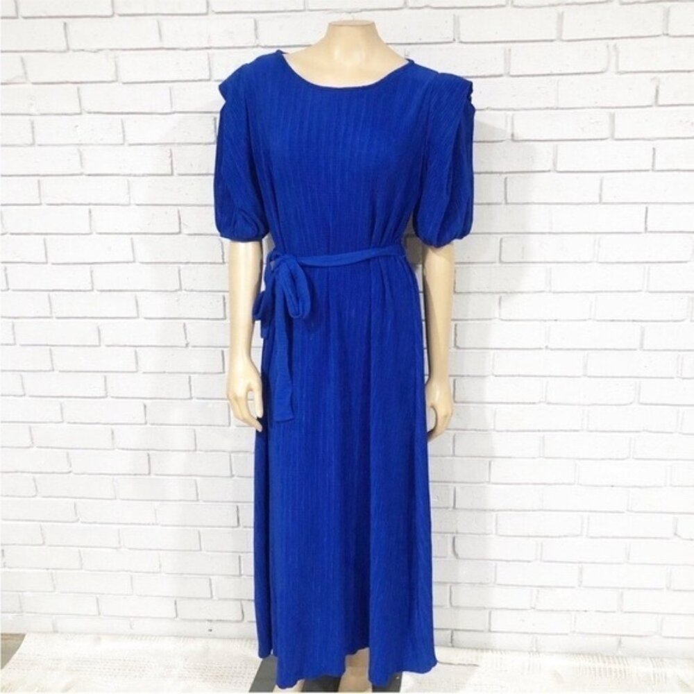 River Island Blue Puff Sleeve Midi Dress – Romantic, Flirty Feminine Style – 12‎
